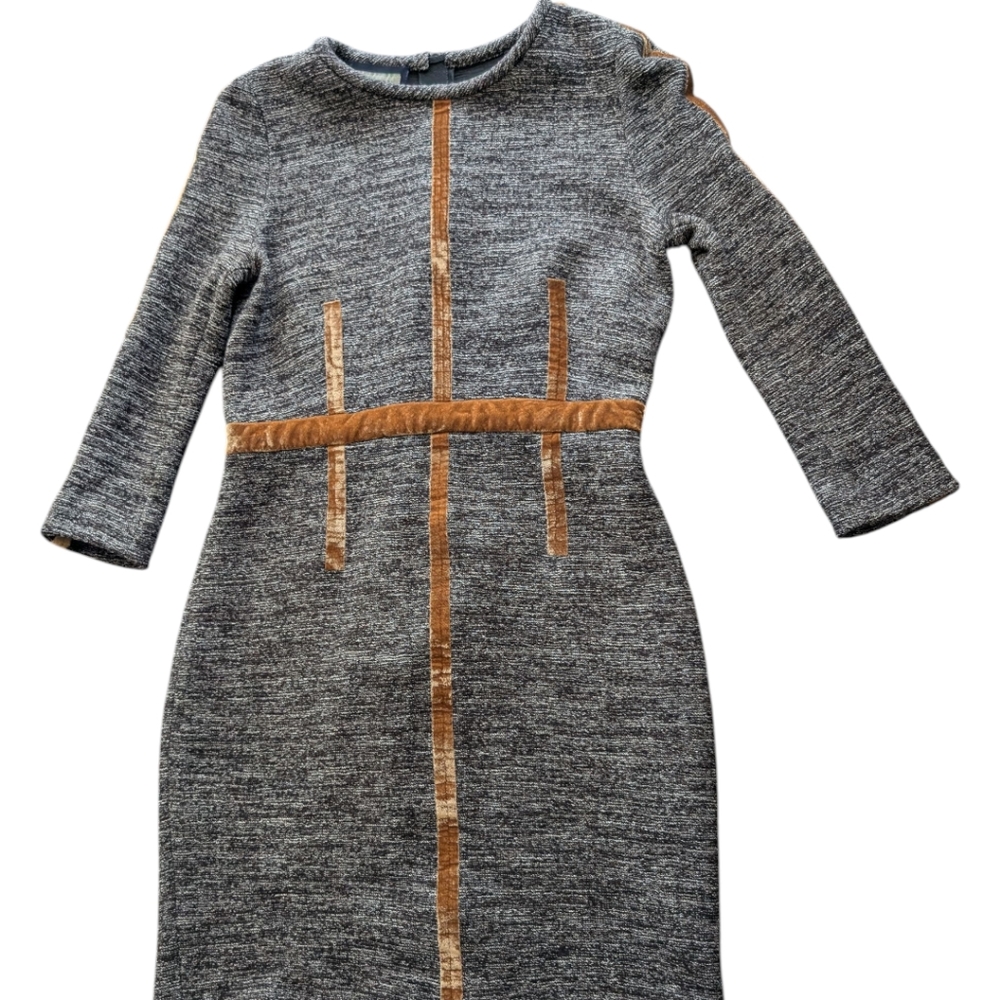 Aquilano Raimondo size large Eu 44 stunning Velvet trim dress wool cotton blend